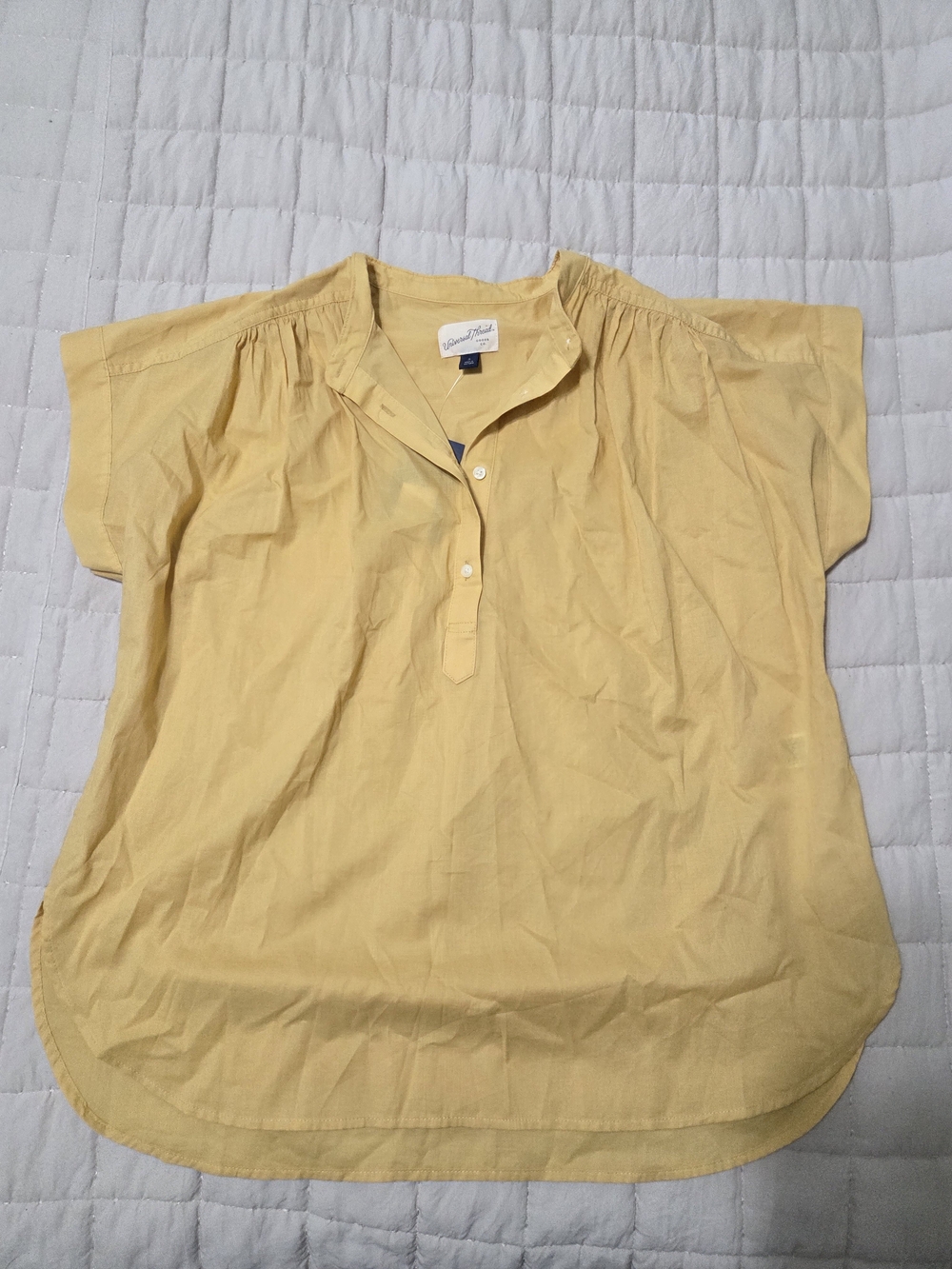 Yellow Pullover Blouse - Lightweight Short Sleeve